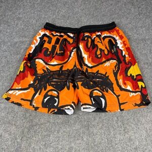Glo Gang Gotta Glo Up One Day Graphic Shorts Men XL Orange Fire Streetwear Chief